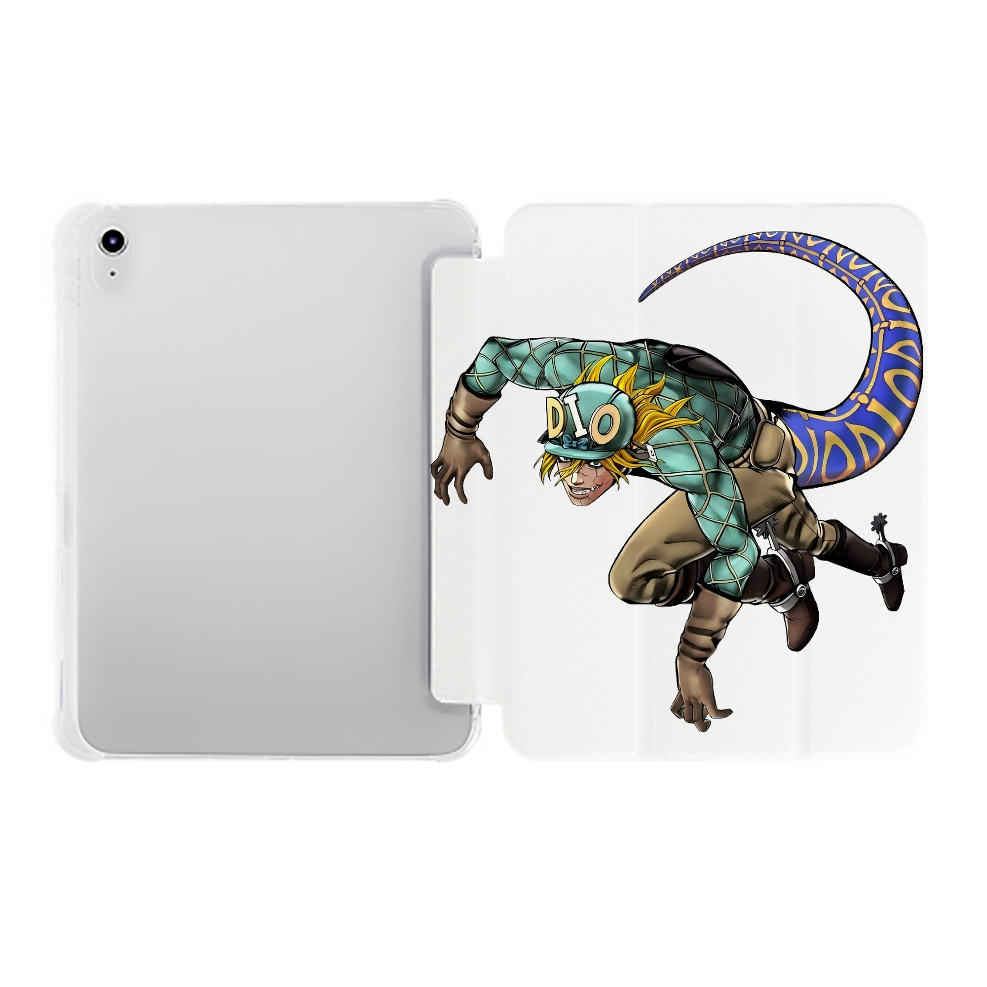 （画像用） ジョジョの奇妙な冒険 ディオ?ブランドー JoJo's Bizarre Adventure Dio Brando IPad ケース ペン収納付き 三つ折りスタンド PUレザー×シリコン 対応機種9.5/10.5/10.9インチ